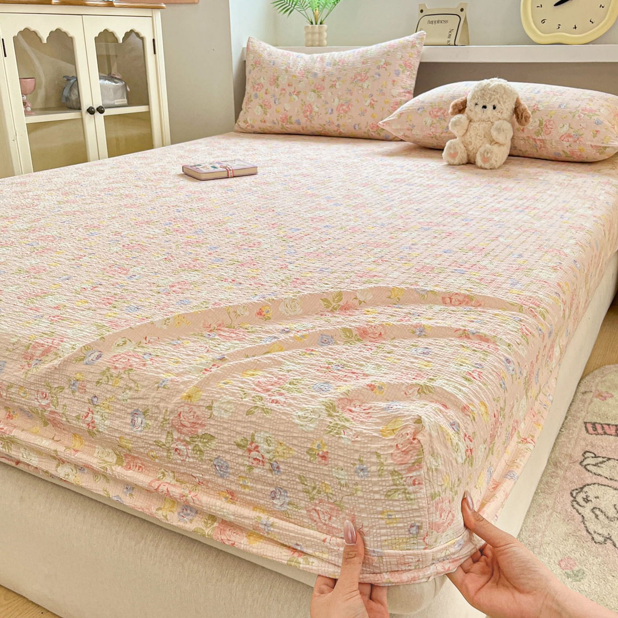 蓝极人 2026新款泡泡纱印花床笠 CL浅夏