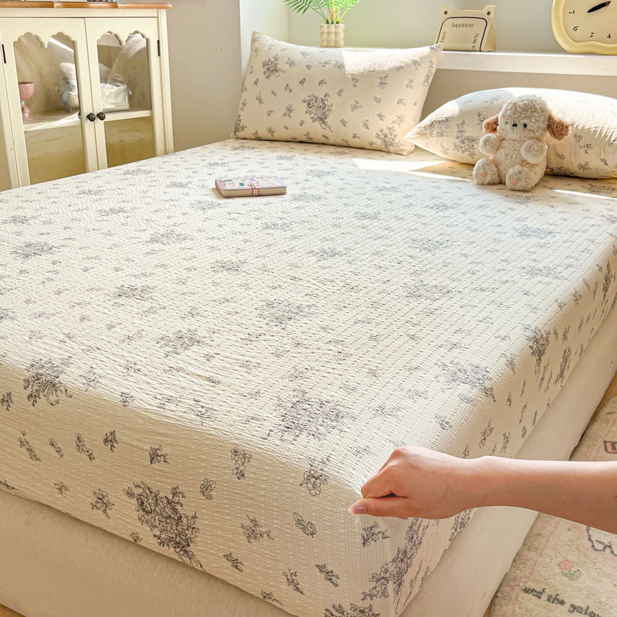 91家纺网 家纺一手货源 找家纺 蓝极人 2026新款泡泡纱印花床笠 CL南洋