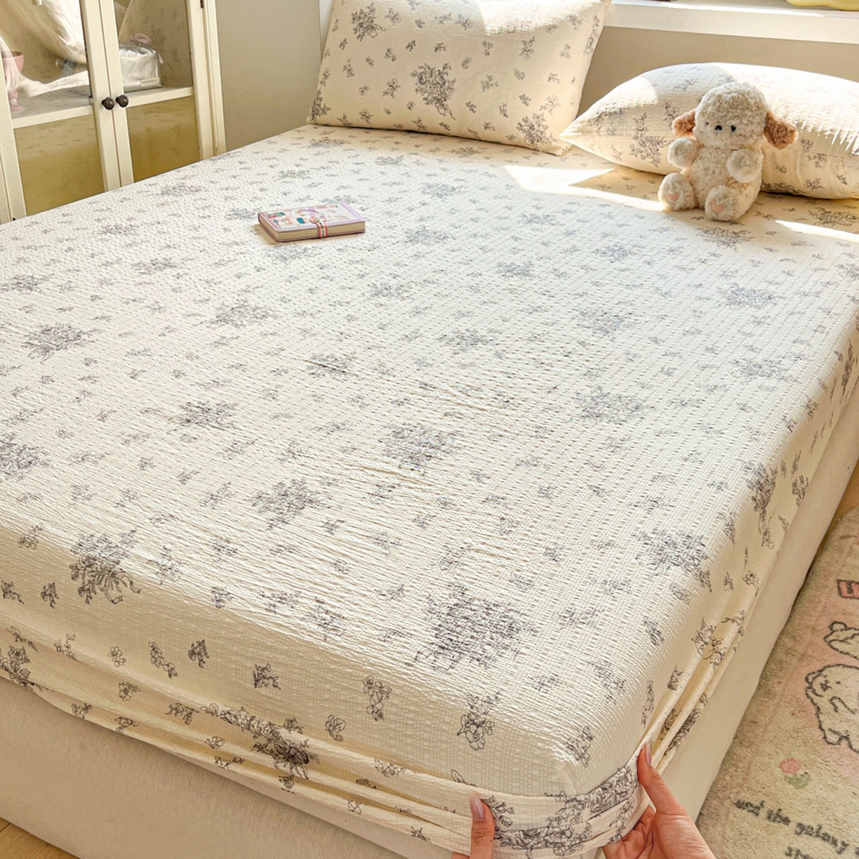 91家纺网 家纺一手货源 找家纺 蓝极人 2026新款泡泡纱印花床笠 CL南洋