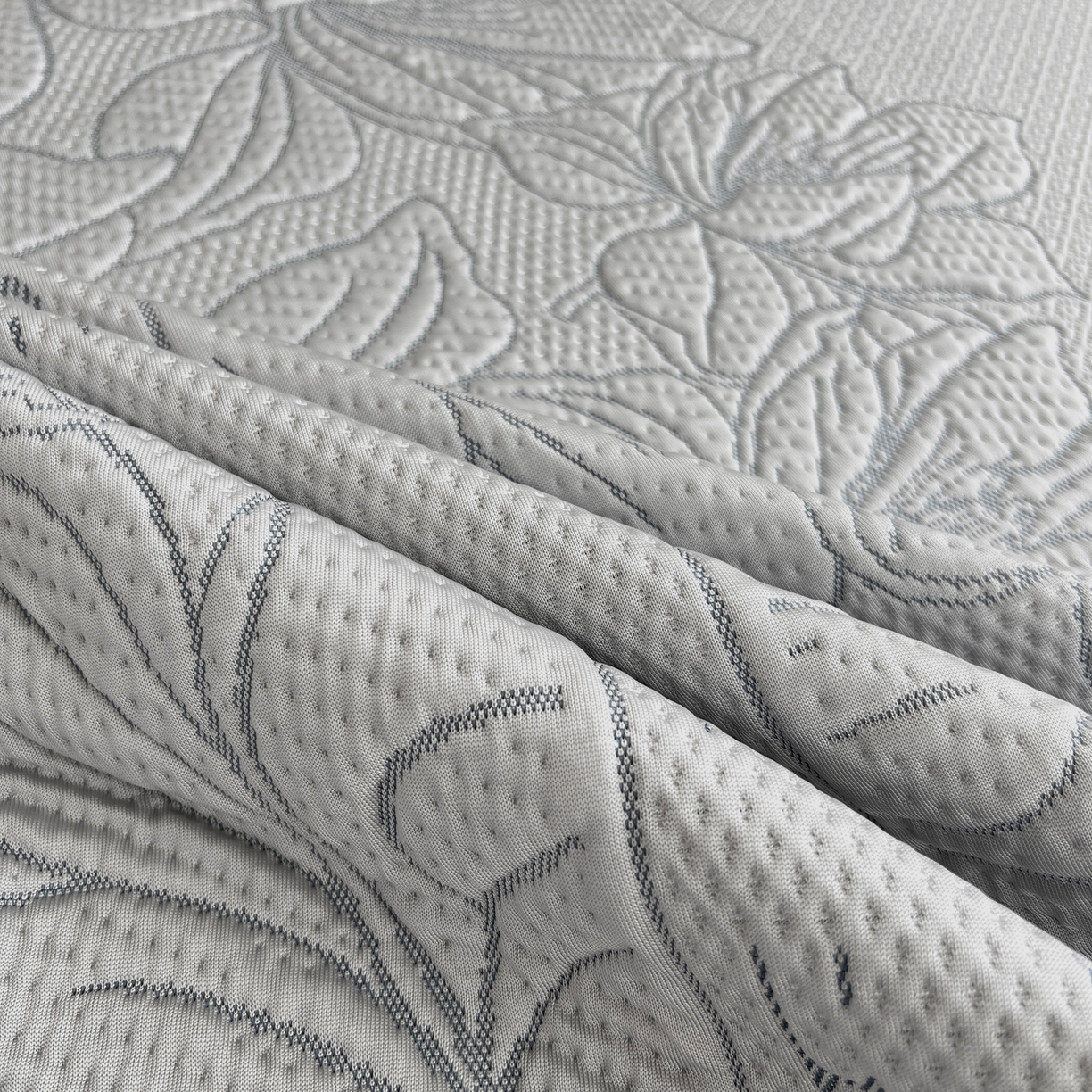 91家纺网 家纺一手货源 找家纺 能好家纺 2026新款高分子PE冰豆豆凉席床笠款 半夏灰