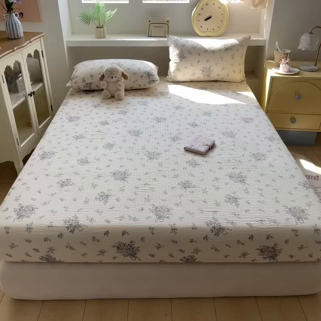 91家纺网 家纺一手货源 找家纺 蓝极人 2026新款泡泡纱印花床笠 CL南洋