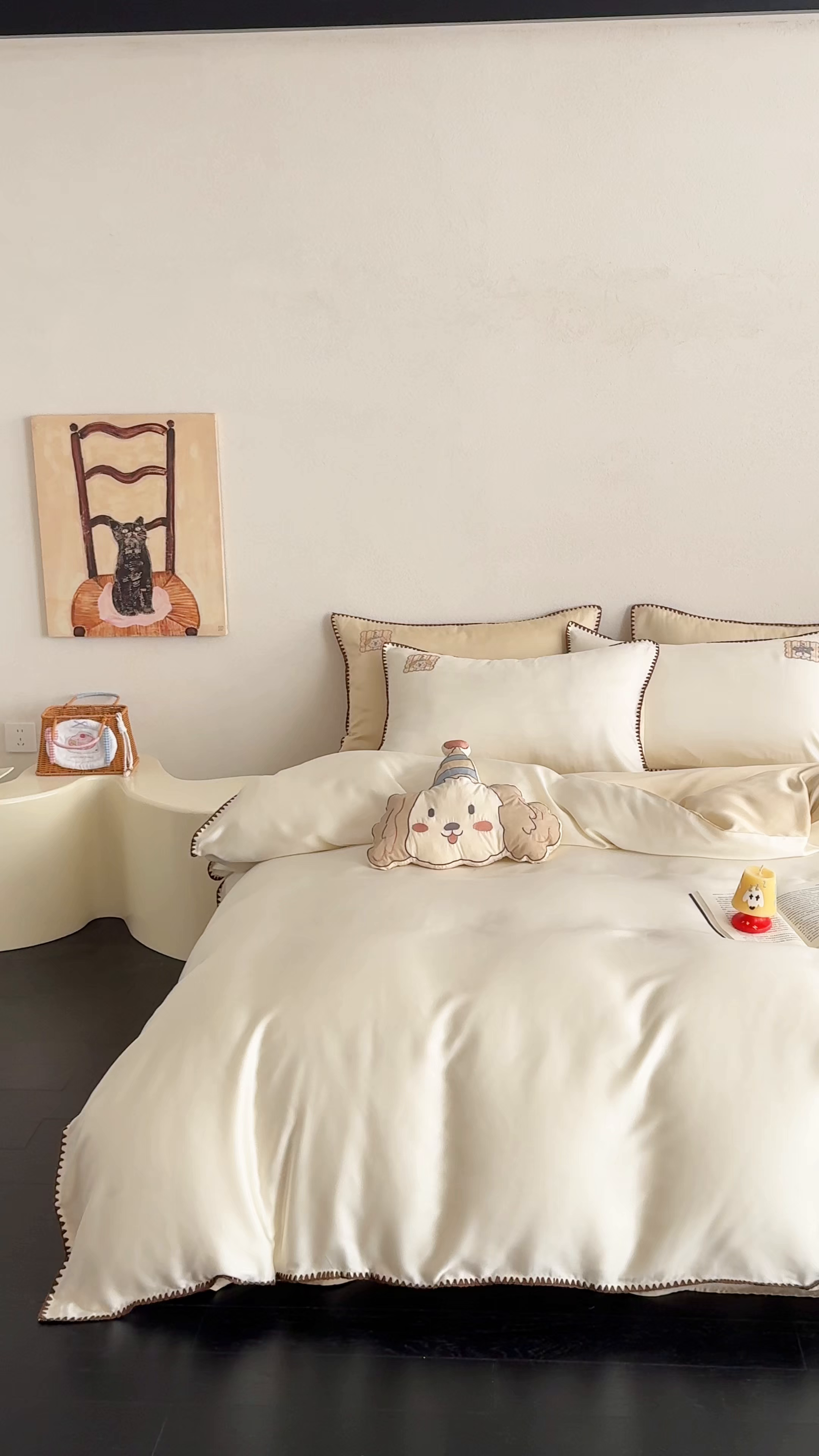 91家纺网 家纺一手货源 找家纺 （总）FORTWO家纺原创设计（FOR TWO家纺） 2026新款60支天丝贴布绣贝壳针四件套-happy狗