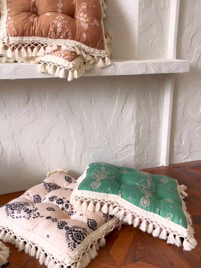 91家纺网 家纺一手货源 找家纺 （总）座享家 2026新款竹节麻流苏坐垫椅子垫