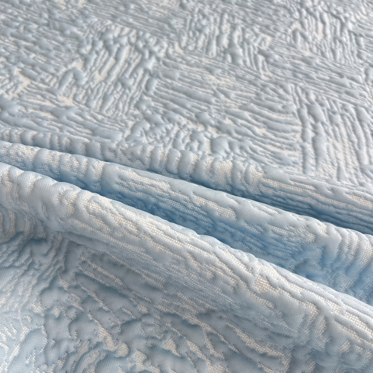 91家纺网 家纺一手货源 找家纺 能好家纺 2026新款高分子PE冰豆豆凉席床笠款 轻奢蓝