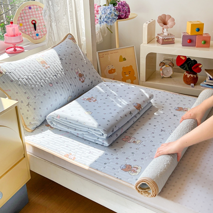 91家纺网 家纺一手货源 找家纺 （总）卡普二店 2026新款A类锦氨凉感印花夏被四件套床盖凉席款--三件套