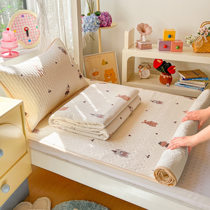 91家纺网 家纺一手货源 找家纺 （总）卡普二店 2026新款A类锦氨凉感印花夏被四件套床盖凉席款--三件套