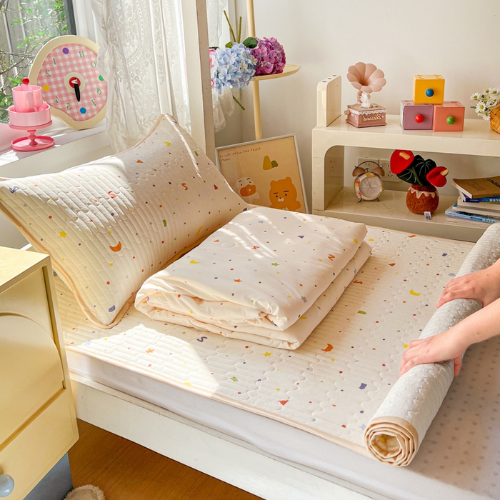 91家纺网 家纺一手货源 找家纺 （总）卡普二店 2026新款A类锦氨凉感印花夏被四件套床盖凉席款--三件套