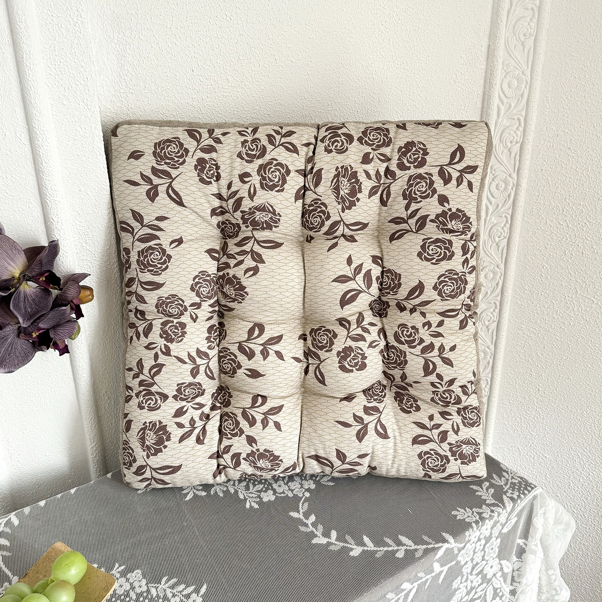 座享家 2026新款棉麻碎花面包垫坐垫椅垫 素影