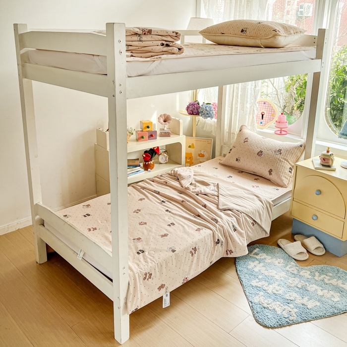 91家纺网 家纺一手货源 找家纺 卡普二店 2026新款A类锦氨凉感印花夏被四件套床盖凉席款--三件套 软糖小熊