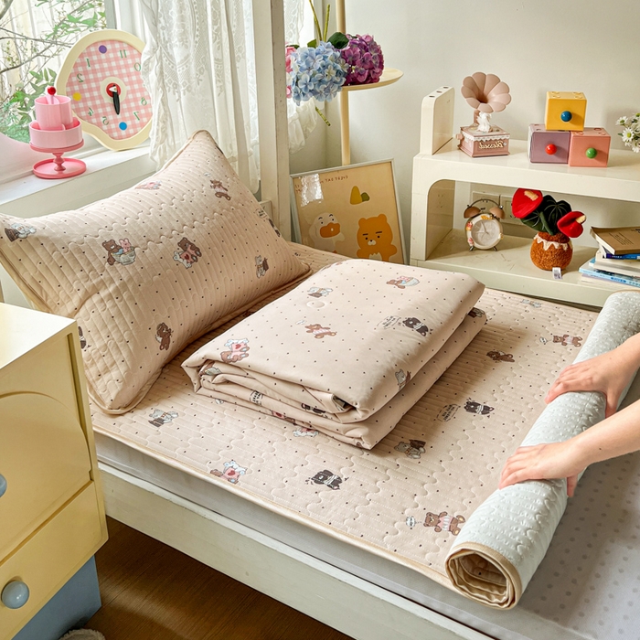 卡普二店 2026新款A类锦氨凉感印花夏被四件套床盖凉席款--三件套 软糖小熊