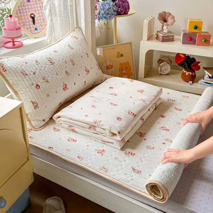 卡普二店 2026新款A类锦氨凉感印花夏被四件套床盖凉席款--三件套 星星人