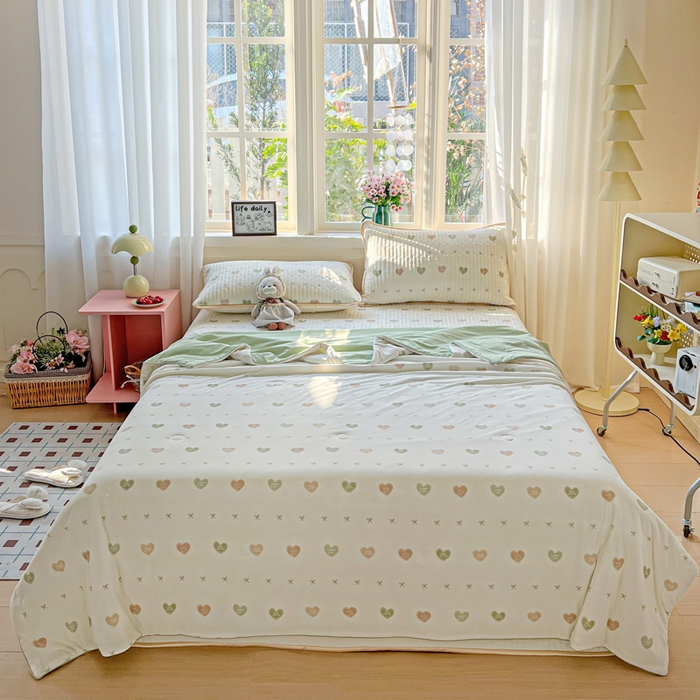 91家纺网 家纺一手货源 找家纺 （总）卡普二店 2026新款A类锦氨凉感印花夏被四件套床盖凉席款--四件套