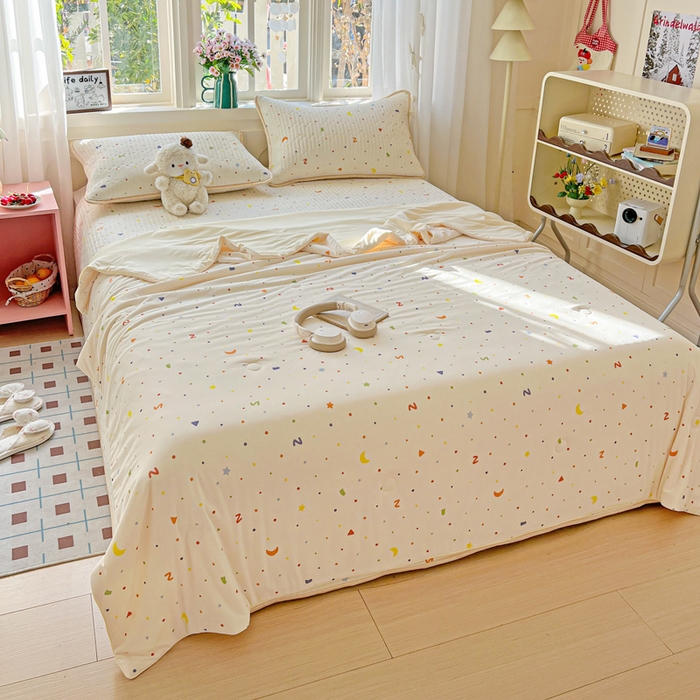 91家纺网 家纺一手货源 找家纺 （总）卡普二店 2026新款A类锦氨凉感印花夏被四件套床盖凉席款--四件套