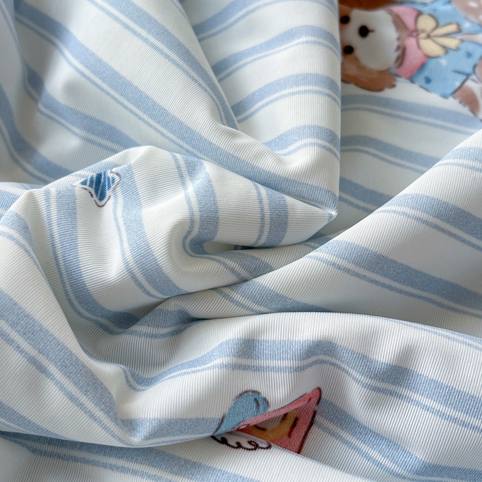 91家纺网 家纺一手货源 找家纺 卡普二店 2026新款A类锦氨凉感印花夏被四件套床盖凉席款--四件套 条纹熊