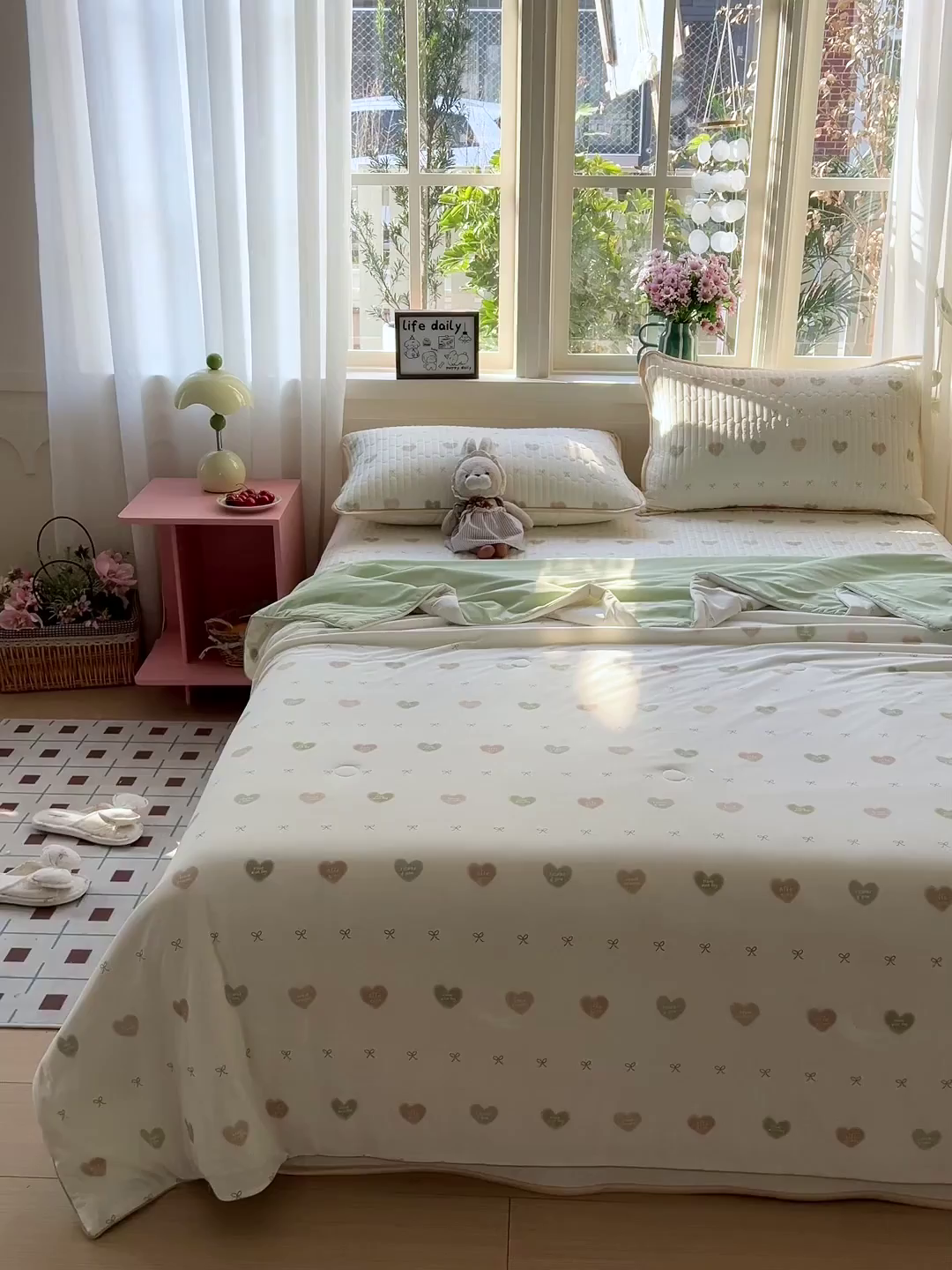 91家纺网 家纺一手货源 找家纺 卡普二店 2026新款A类锦氨凉感印花夏被四件套床盖凉席款--四件套 青提奶冻