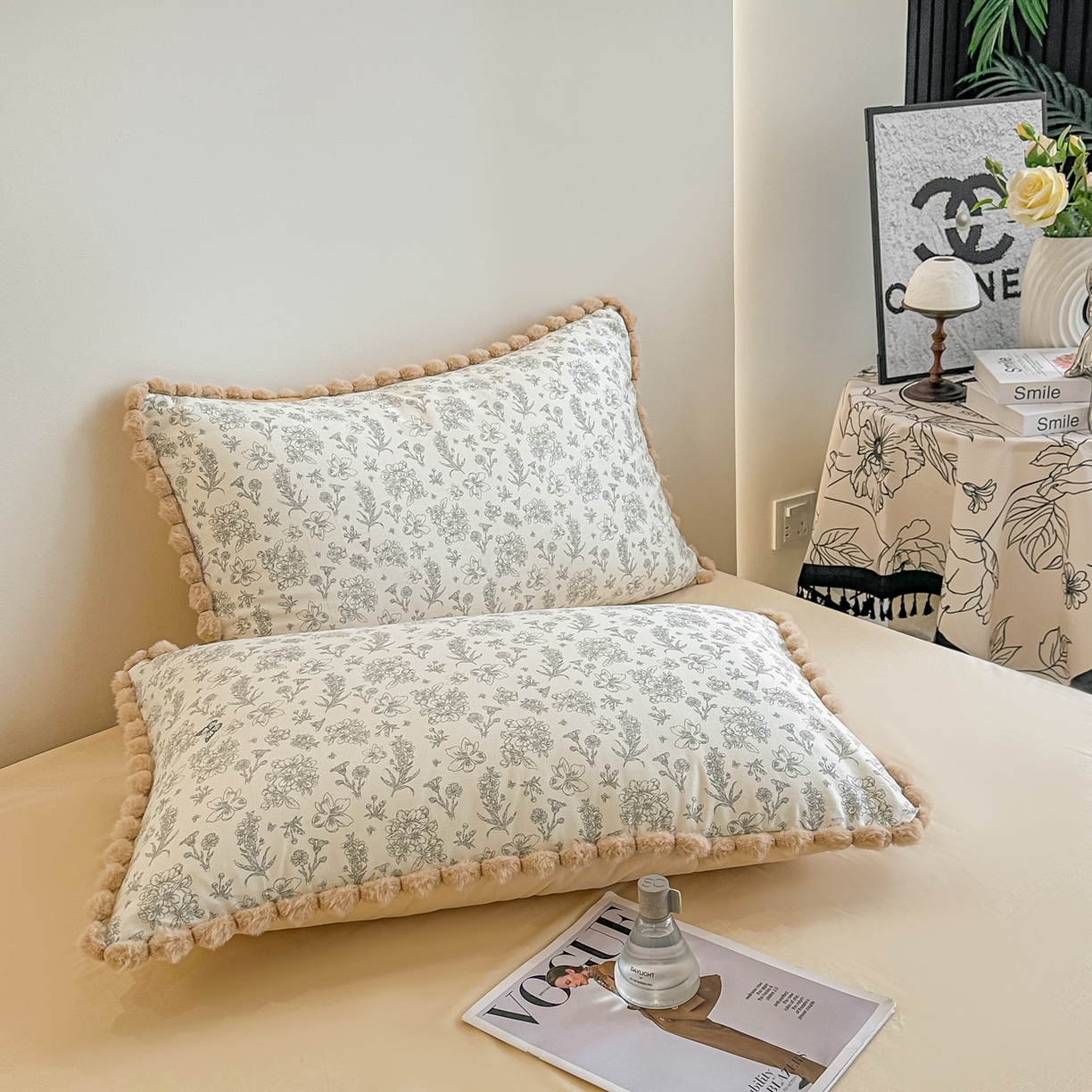 91家纺网 家纺一手货源 找家纺 （总）宅家居 2026新款轻奢极简风全棉毛球款40支纯棉13372小清新喷气印花四件套