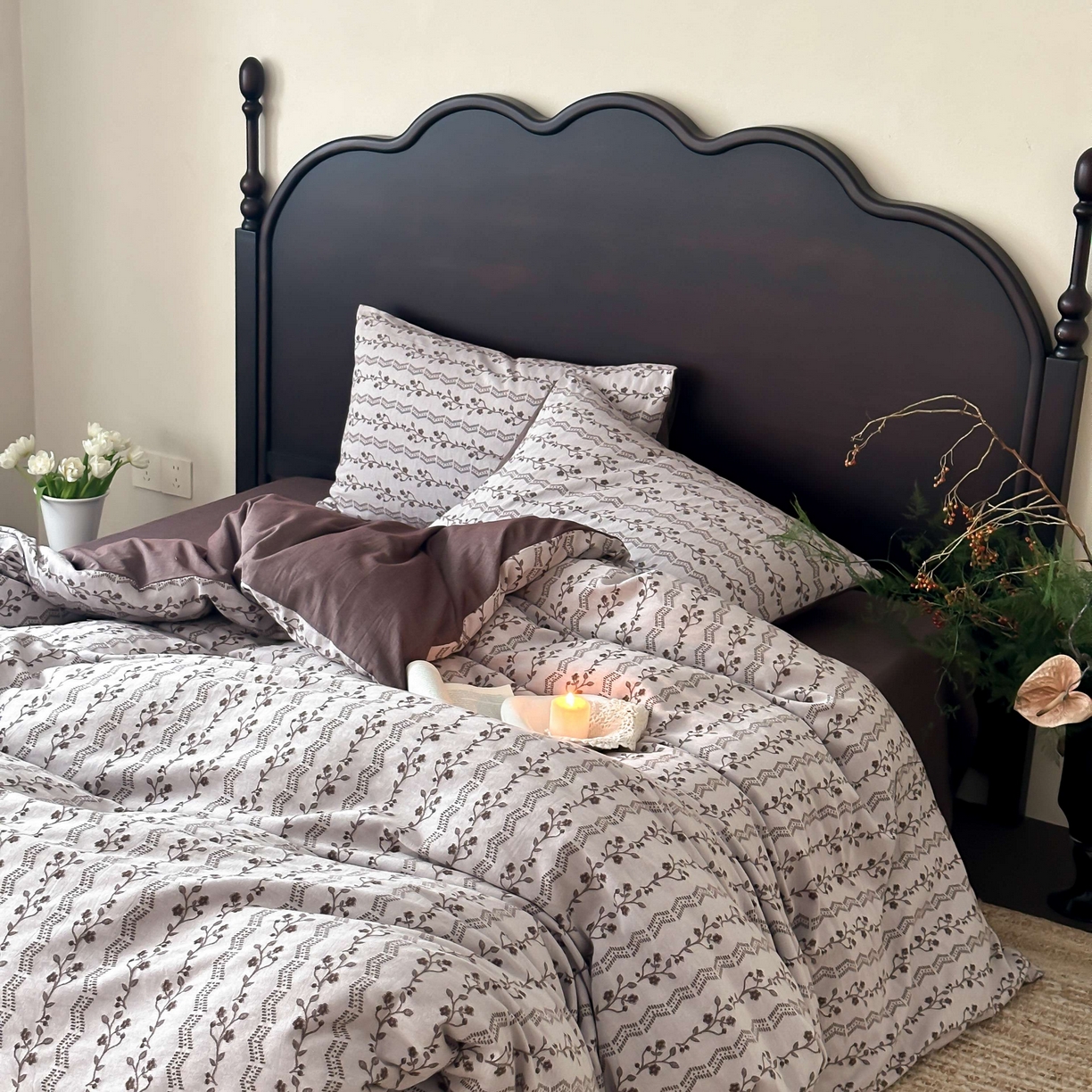 91家纺网 家纺一手货源 找家纺 （总）旷野 2026新款色织全棉纯棉厚织大提花四件套-木槿系列