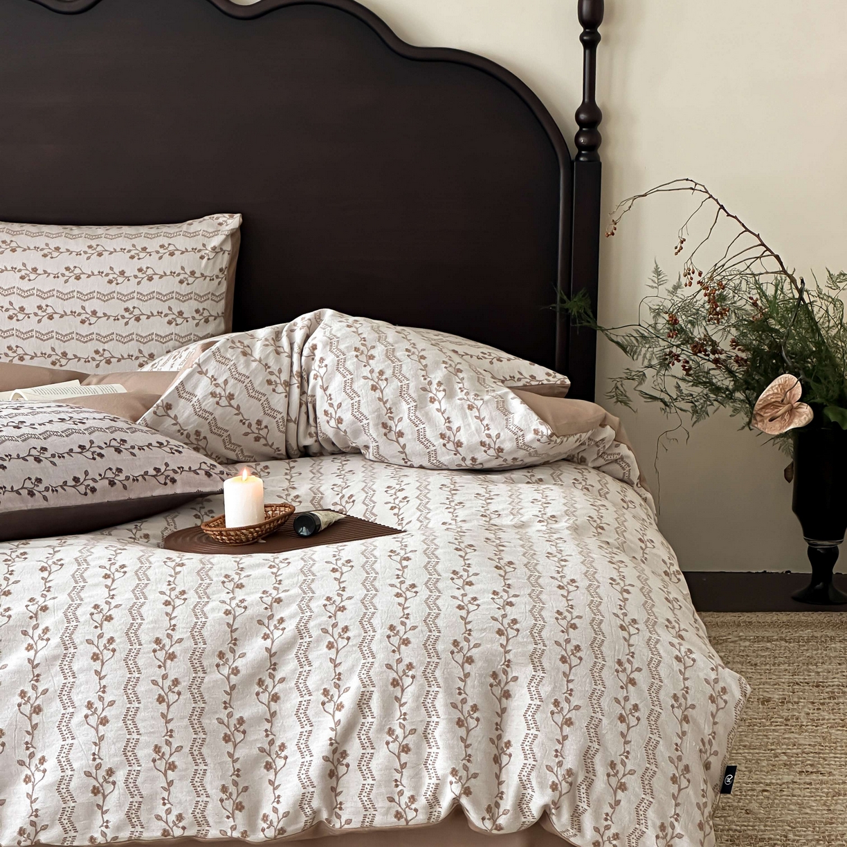 91家纺网 家纺一手货源 找家纺 （总）旷野 2026新款色织全棉纯棉厚织大提花四件套-木槿系列