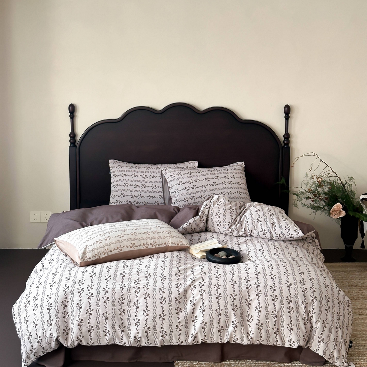 91家纺网 家纺一手货源 找家纺 （总）旷野 2026新款色织全棉纯棉厚织大提花四件套-木槿系列