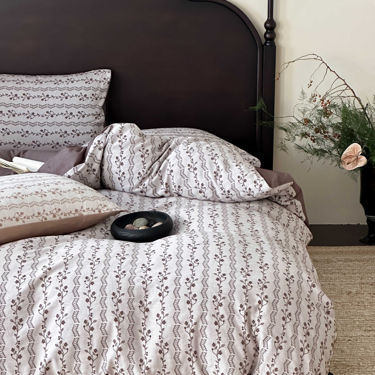 91家纺网 家纺一手货源 找家纺 （总）旷野 2026新款色织全棉纯棉厚织大提花四件套-木槿系列