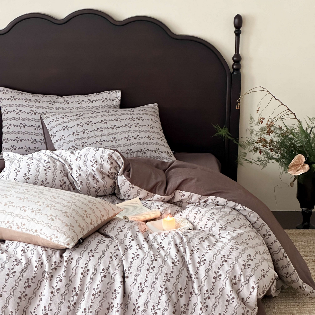 91家纺网 家纺一手货源 找家纺 （总）旷野 2026新款色织全棉纯棉厚织大提花四件套-木槿系列