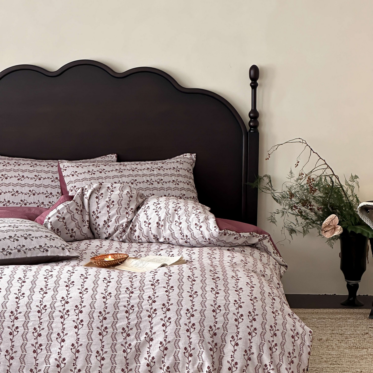 91家纺网 家纺一手货源 找家纺 （总）旷野 2026新款色织全棉纯棉厚织大提花四件套-木槿系列