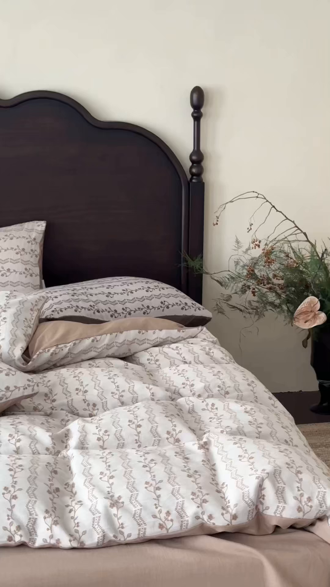 91家纺网 家纺一手货源 找家纺 旷野 2026新款色织全棉纯棉厚织大提花四件套-木槿系列 木槿-卡其