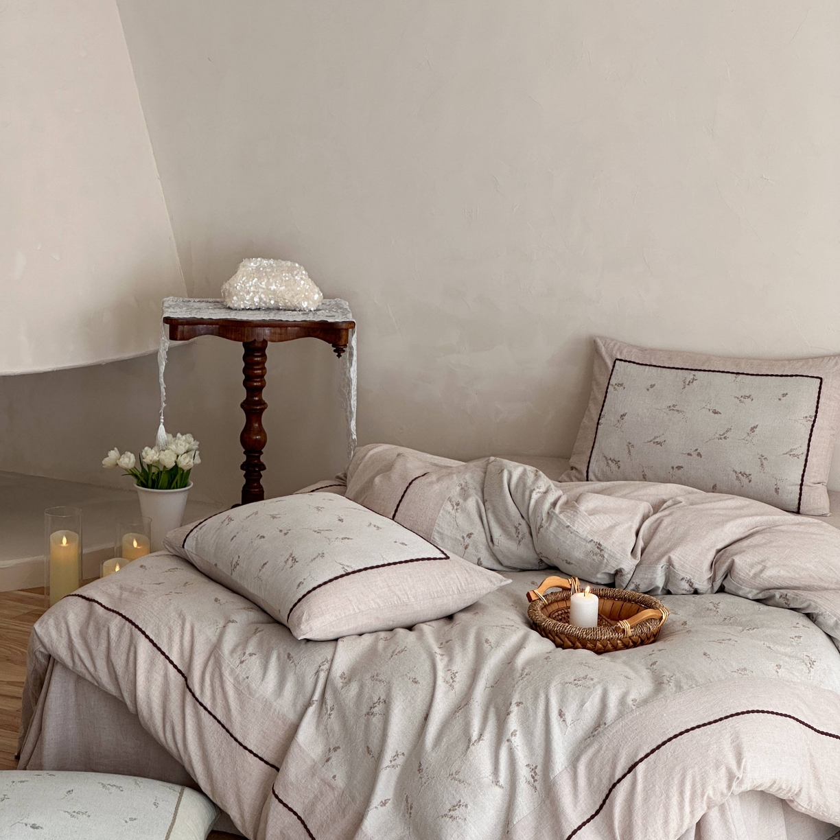 91家纺网 家纺一手货源 找家纺 （总）旷野 2026新款软糯亲肤简约提花四件套-木禾浅序系列