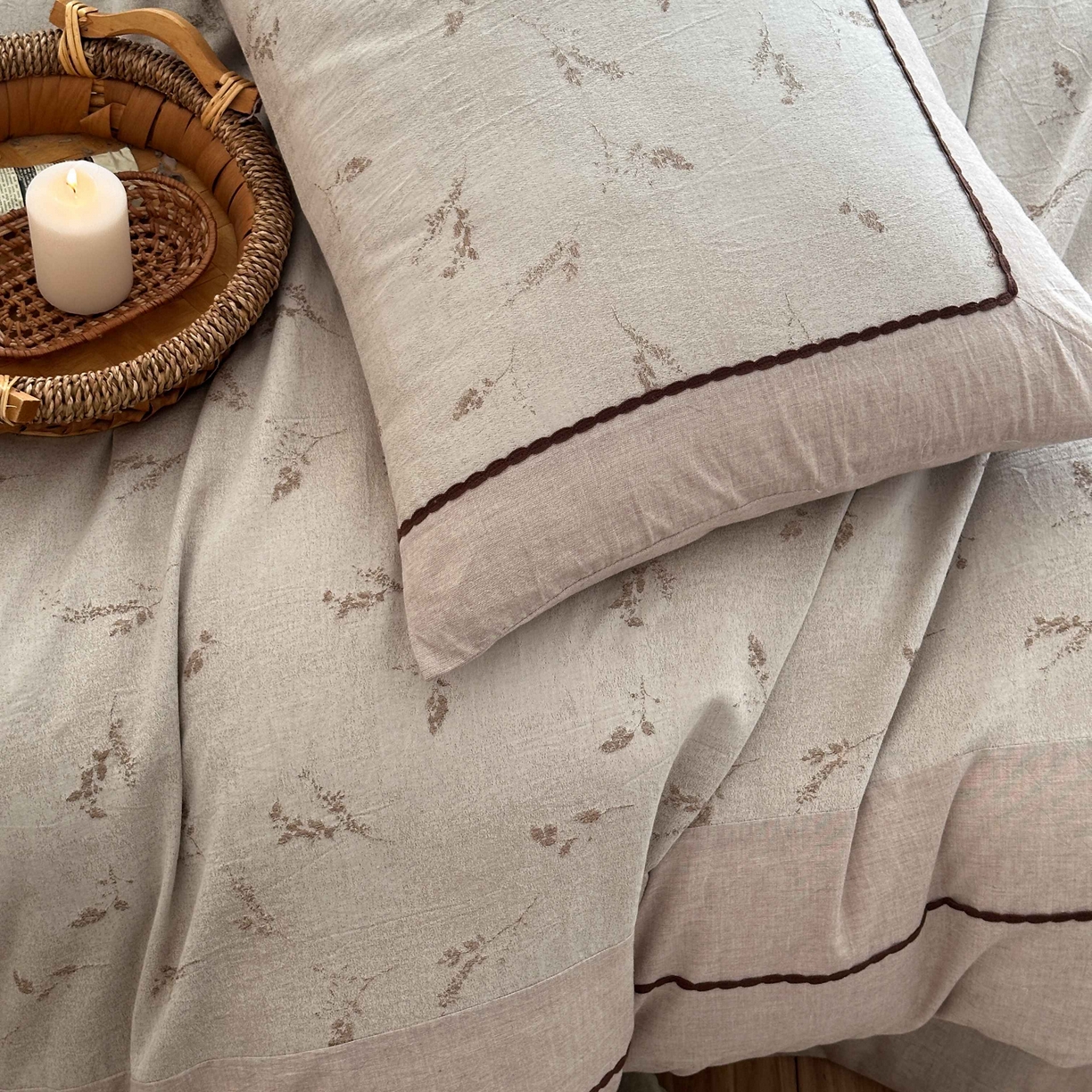 91家纺网 家纺一手货源 找家纺 （总）旷野 2026新款软糯亲肤简约提花四件套-木禾浅序系列