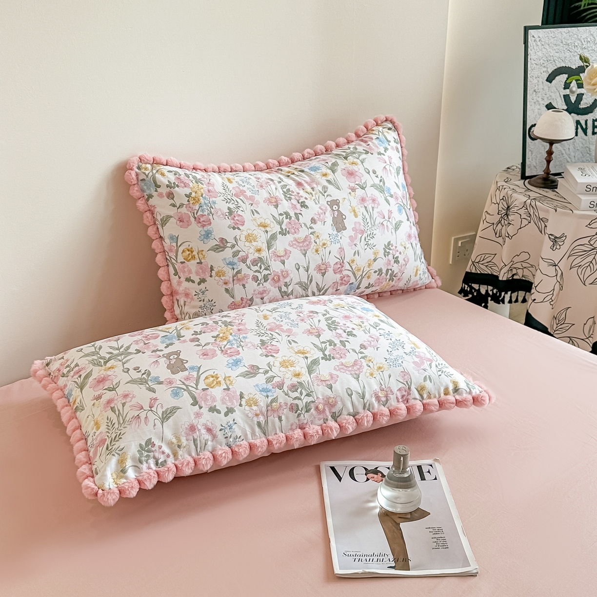 91家纺网 家纺一手货源 找家纺 宅家居 2026新款轻奢极简风全棉毛球款40支纯棉13372小清新喷气印花四件套 琳朵拉