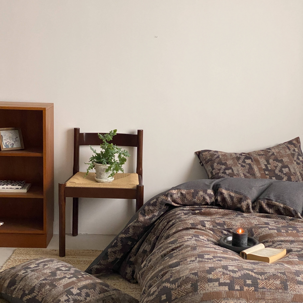 91家纺网 家纺一手货源 找家纺 （总）旷野 2026新款复古风全棉纯棉色织提花双层纱四件套