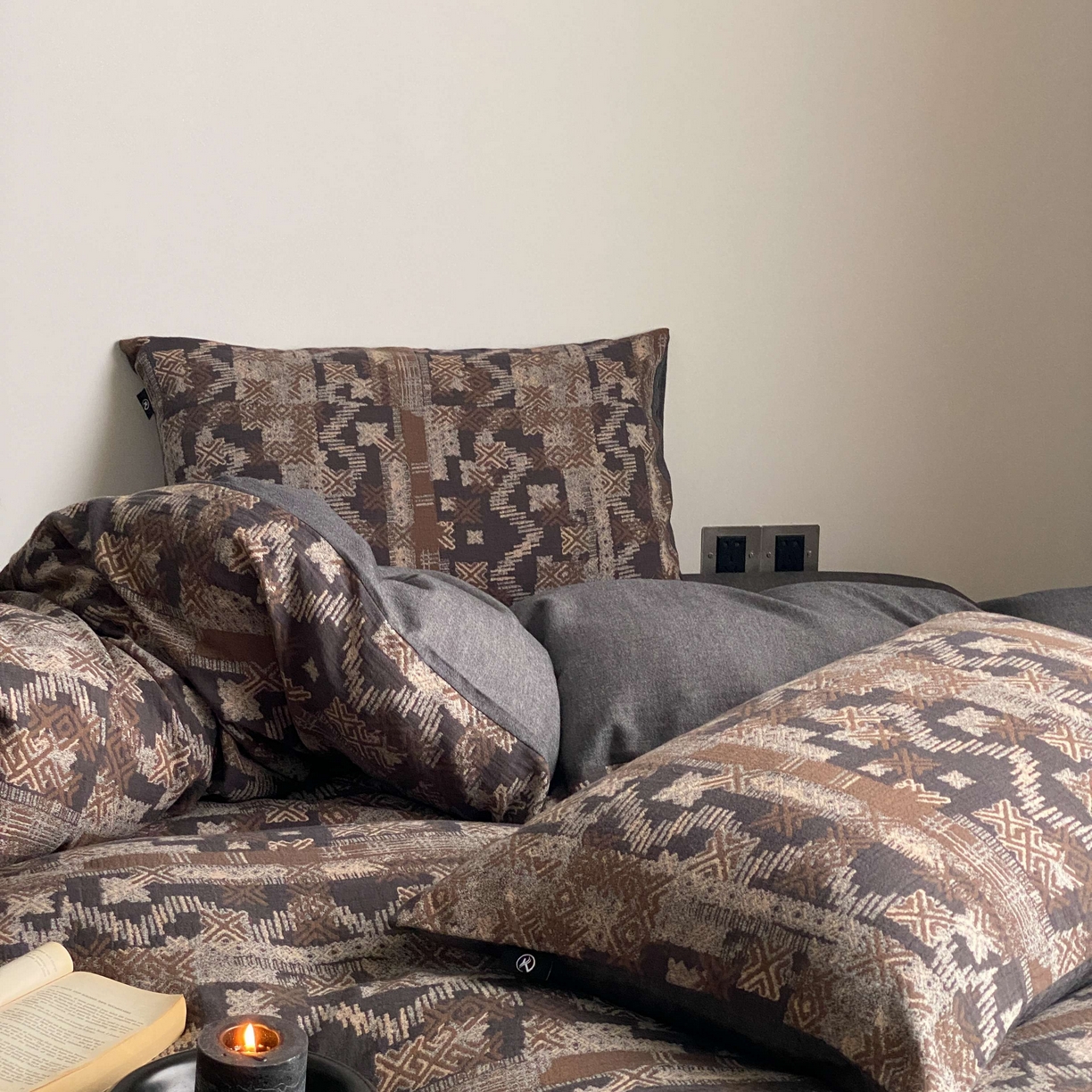 91家纺网 家纺一手货源 找家纺 （总）旷野 2026新款复古风全棉纯棉色织提花双层纱四件套