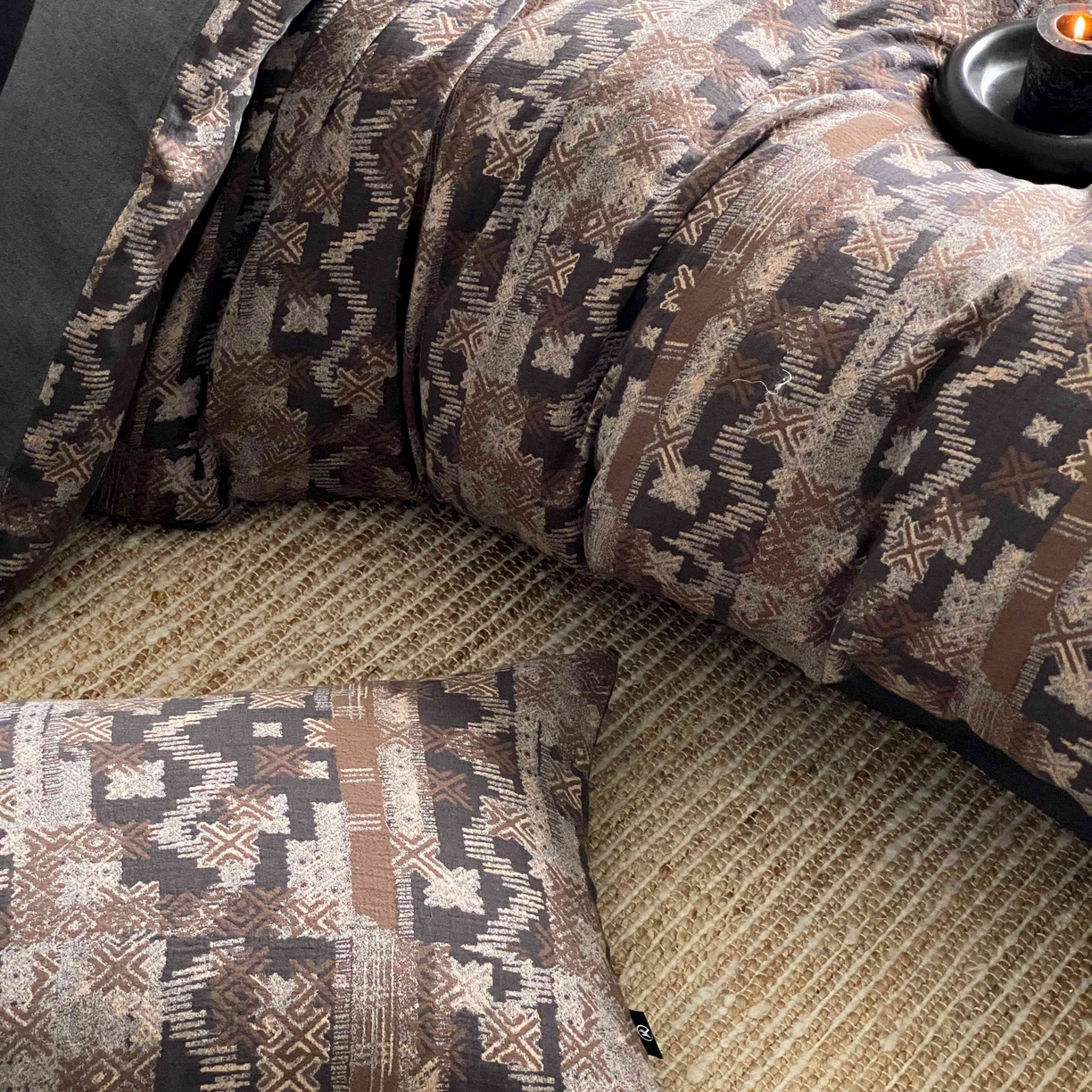 91家纺网 家纺一手货源 找家纺 （总）旷野 2026新款复古风全棉纯棉色织提花双层纱四件套