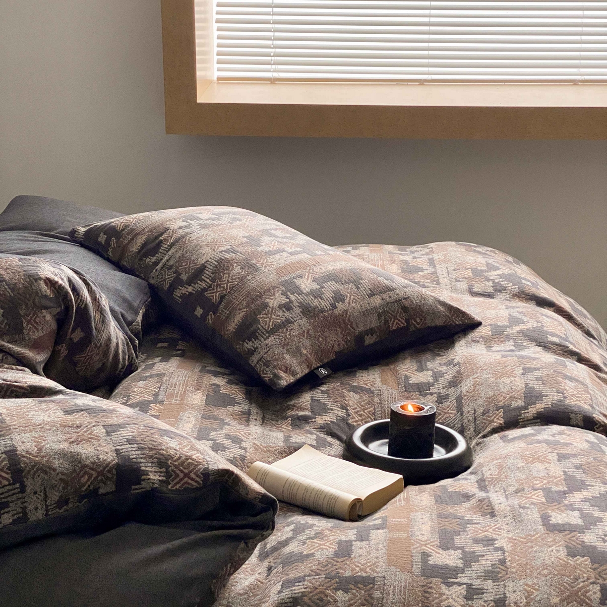 91家纺网 家纺一手货源 找家纺 （总）旷野 2026新款复古风全棉纯棉色织提花双层纱四件套