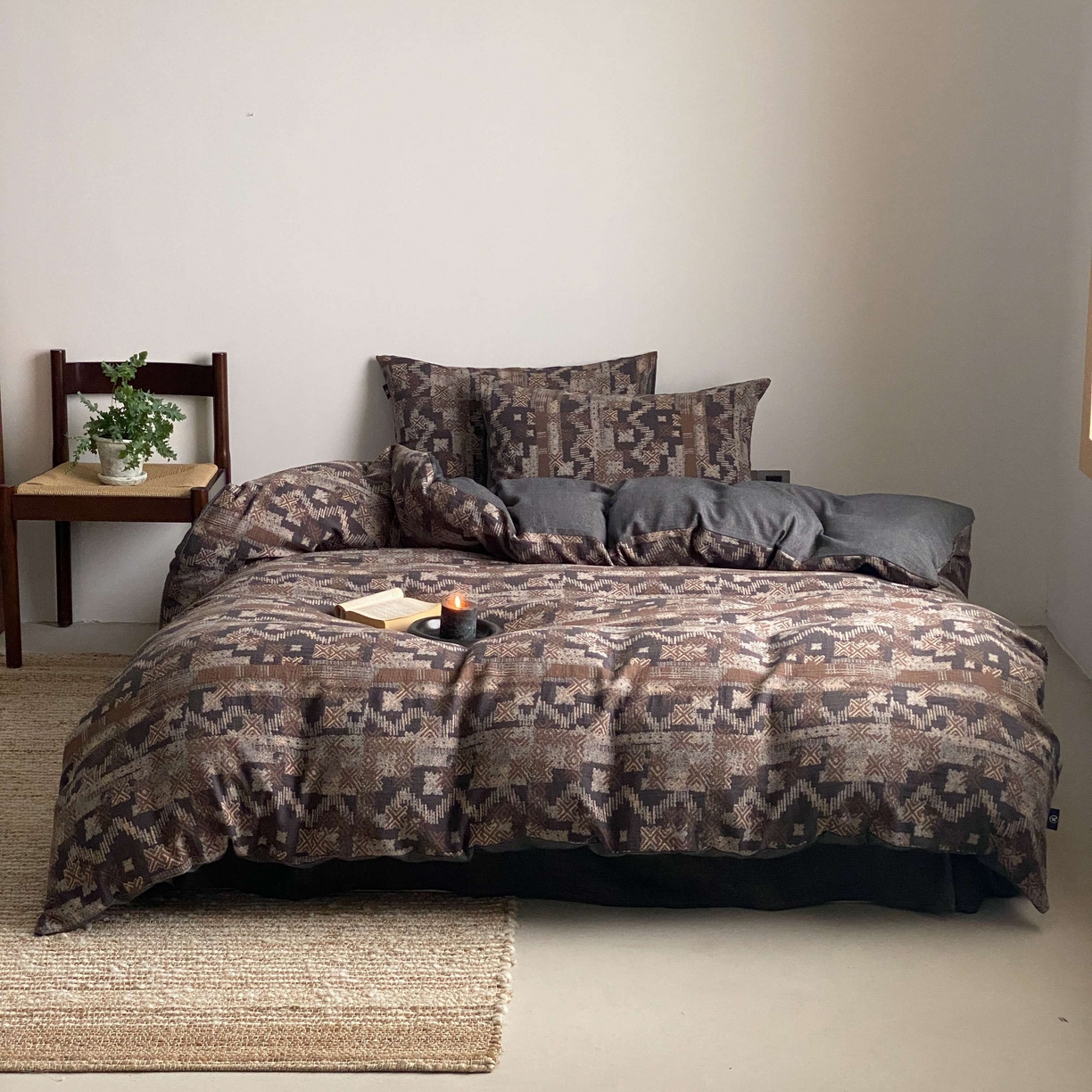 旷野 2026新款复古风全棉纯棉色织提花双层纱四件套 米娅