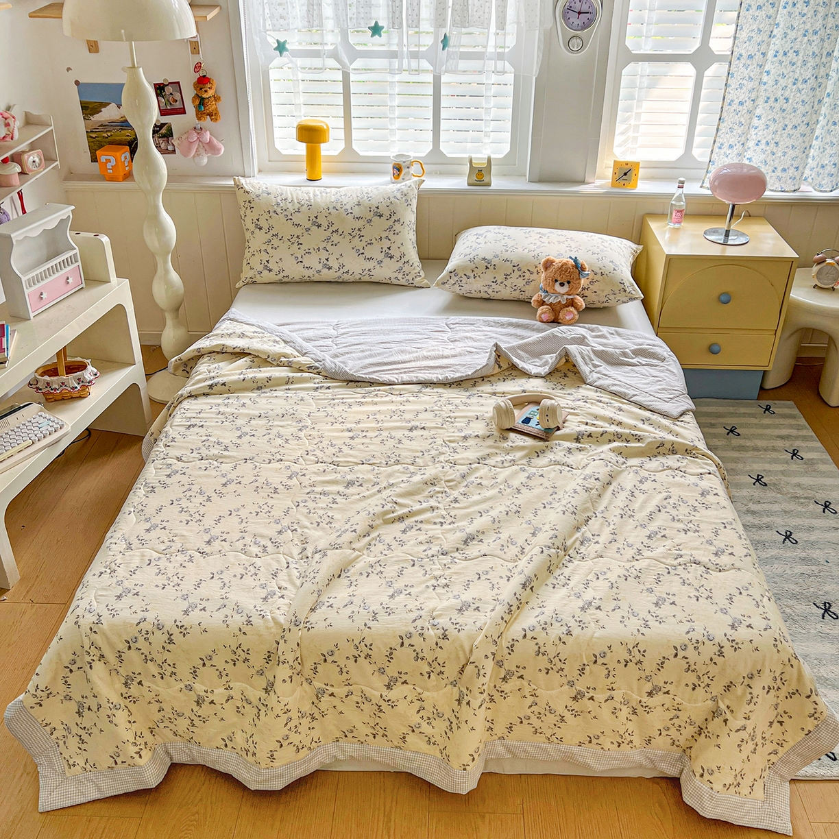 91家纺网 家纺一手货源 找家纺 十里居 2026新款A类水洗棉棉花夏凉被 玫瑰灰