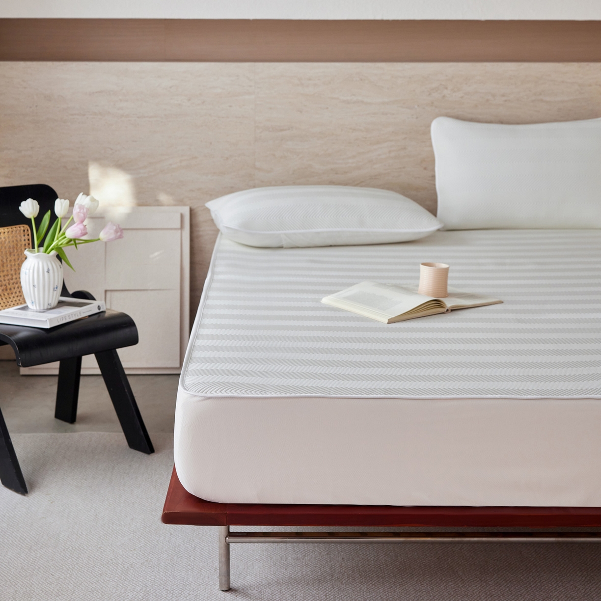 91家纺网 家纺一手货源 找家纺 （总）三味舒屋 2026新款织序系列提花冷感冰豆豆席床笠款软席席子