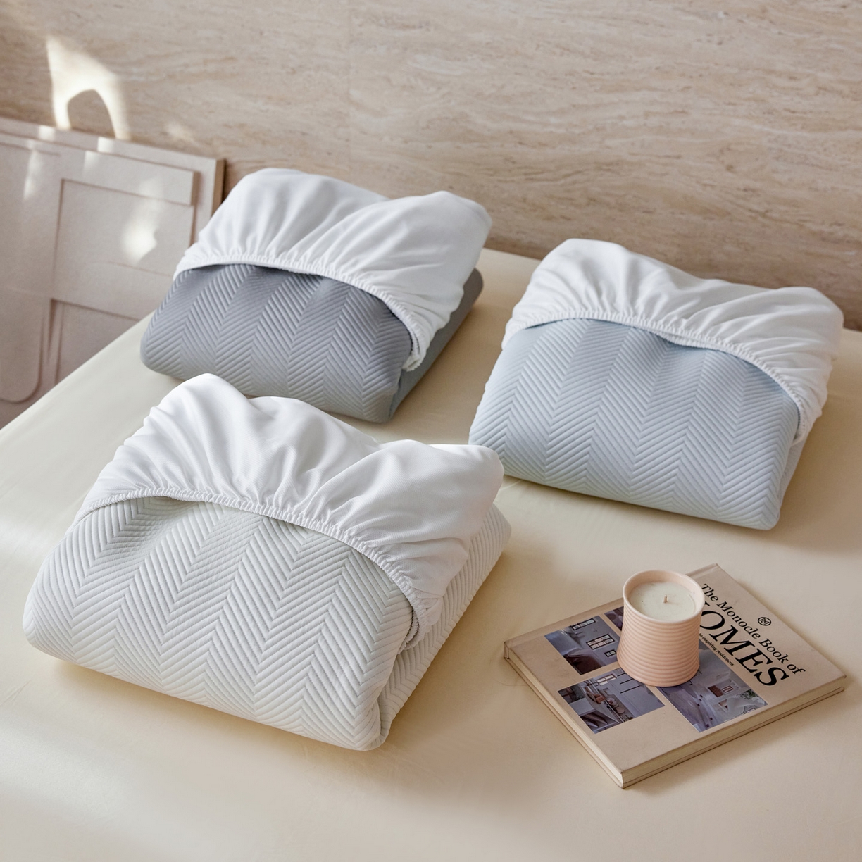 三味舒屋 2026新款织序系列提花冷感冰豆豆席床笠款软席席子 组合图仅供展示不可下单