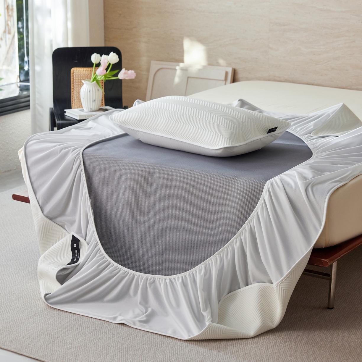 91家纺网 家纺一手货源 找家纺 （总）三味舒屋 2026新款织序系列提花冷感冰豆豆席床笠款软席席子