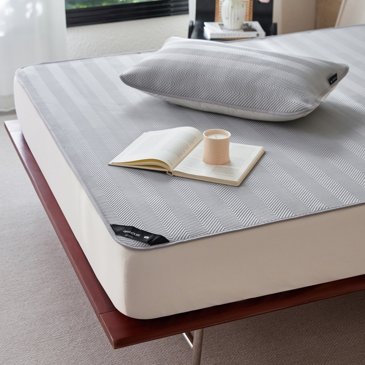 91家纺网 家纺一手货源 找家纺 三味舒屋 2026新款织序系列提花冷感冰豆豆席床笠款软席席子 织序暮灰