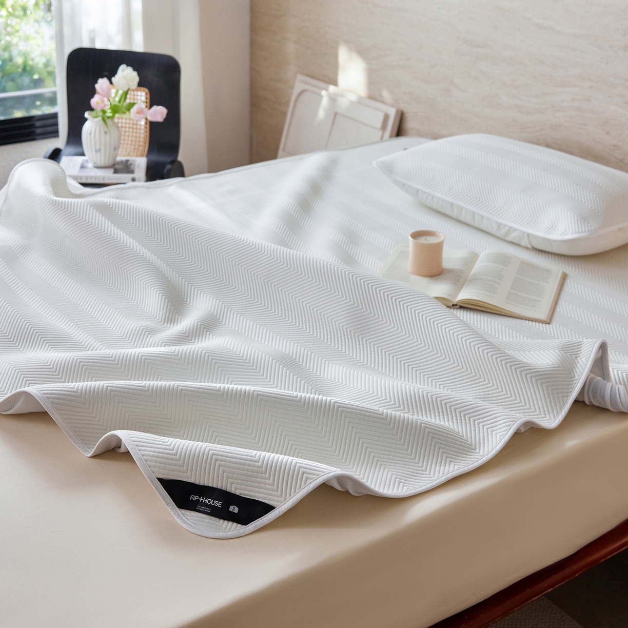 91家纺网 家纺一手货源 找家纺 三味舒屋 2026新款织序系列提花冷感冰豆豆席床笠款软席席子 织序本白