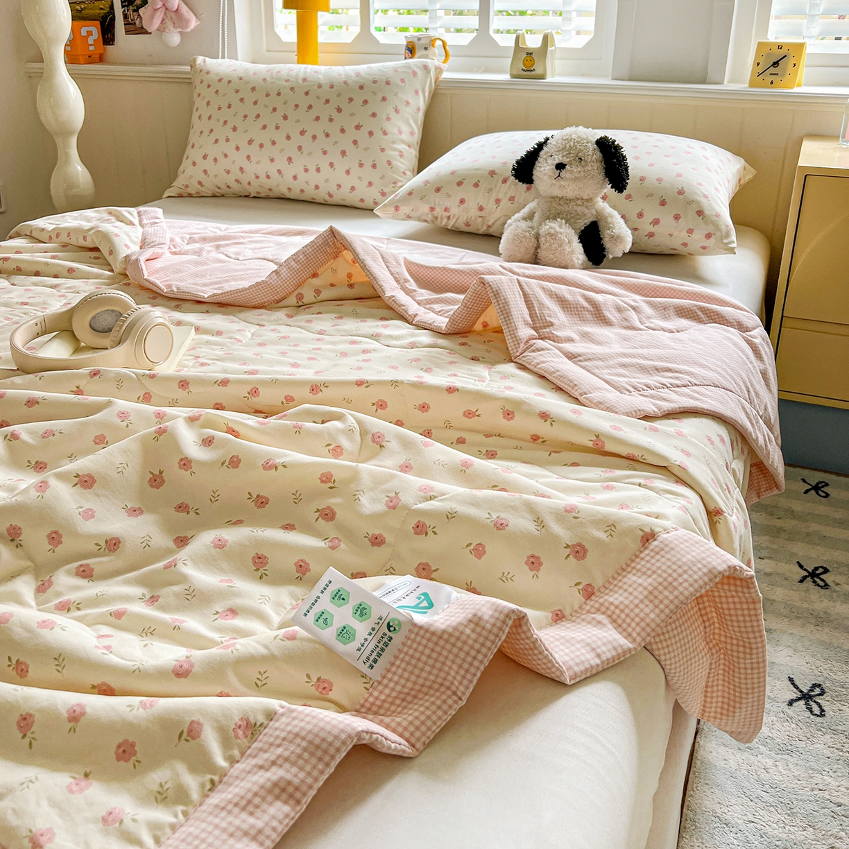 91家纺网 家纺一手货源 找家纺 十里居 2026新款A类水洗棉棉花夏凉被 蔷薇粉