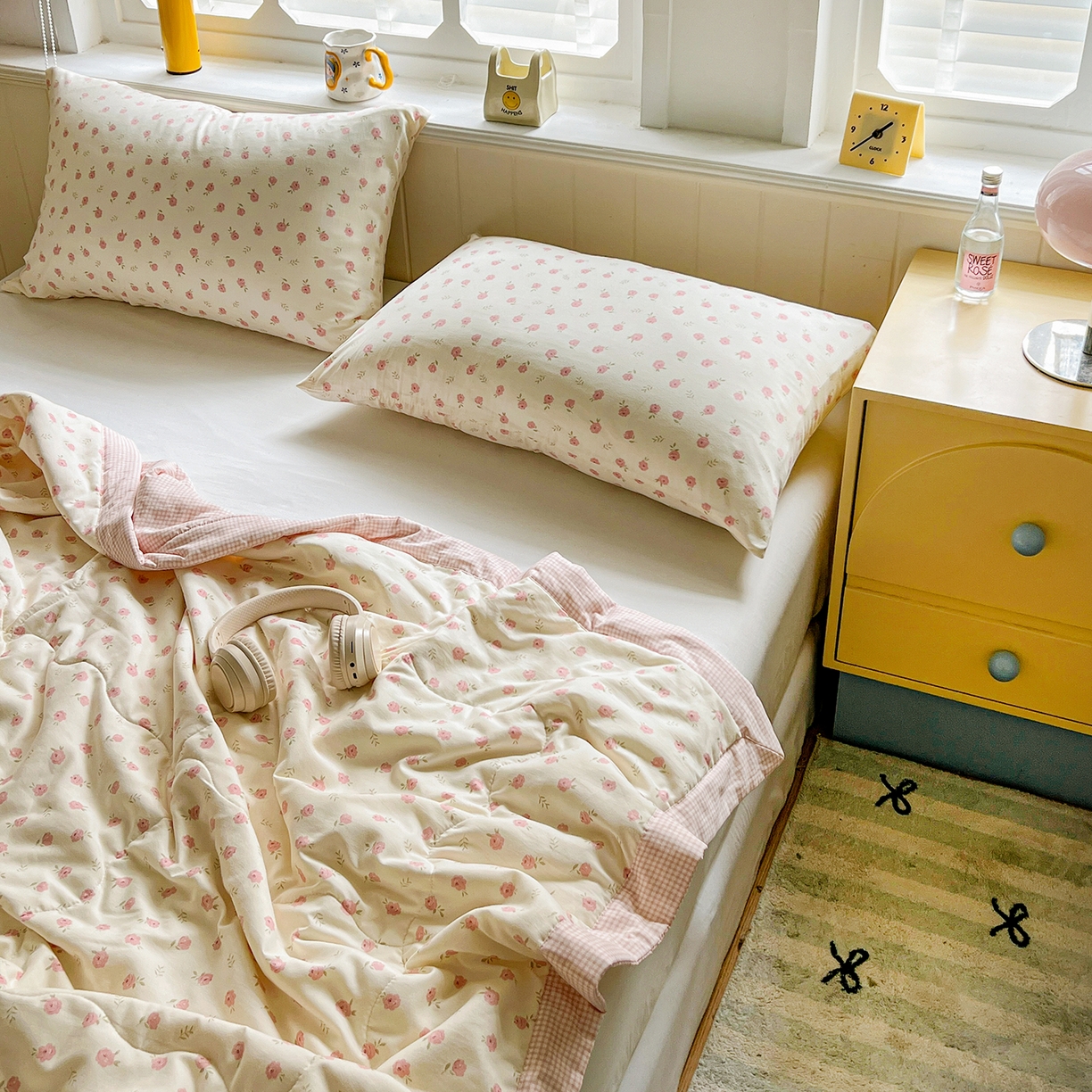 91家纺网 家纺一手货源 找家纺 十里居 2026新款A类水洗棉棉花夏凉被 蔷薇粉