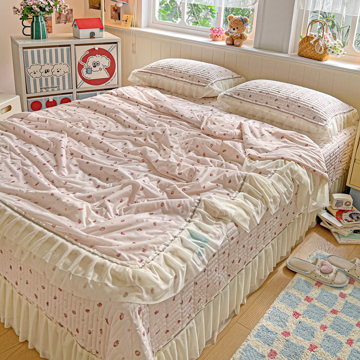 91家纺网 家纺一手货源 找家纺 （总）富米莱单品馆 2026新款高奢维密花边冰肤格凉感夏凉被床盖夏被四件套