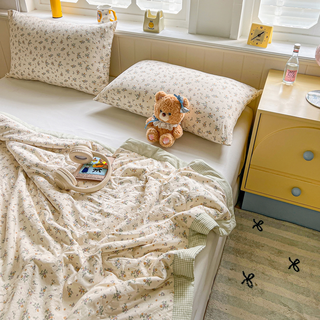 91家纺网 家纺一手货源 找家纺 十里居 2026新款A类水洗棉棉花夏凉被 花影绿