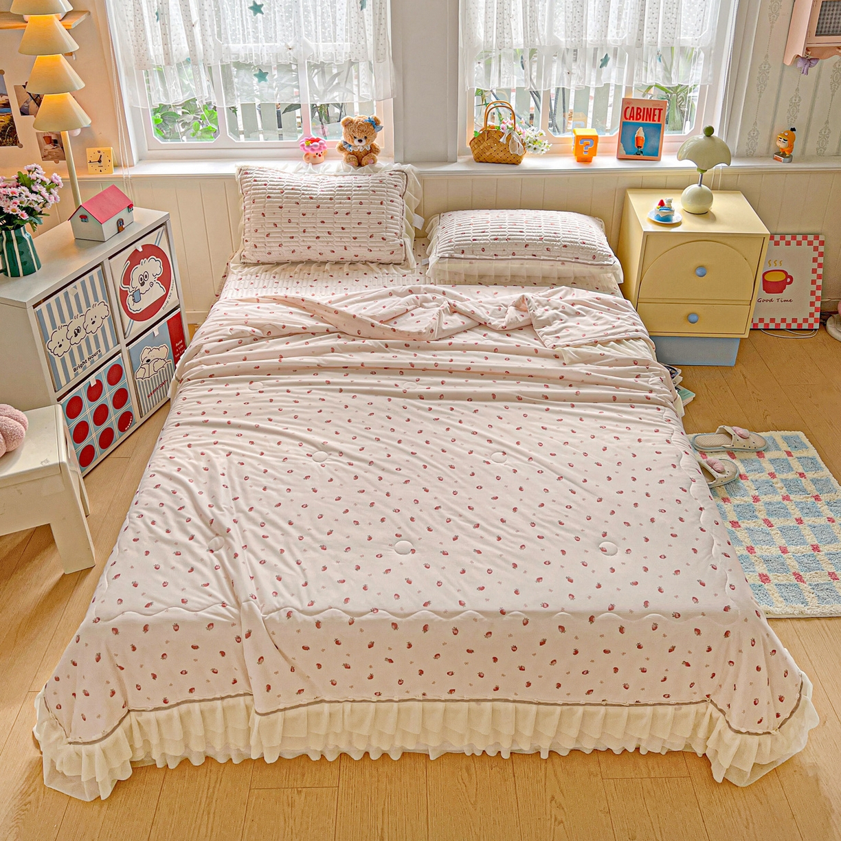 91家纺网 家纺一手货源 找家纺 （总）富米莱单品馆 2026新款高奢维密花边冰肤格凉感夏凉被床盖夏被四件套