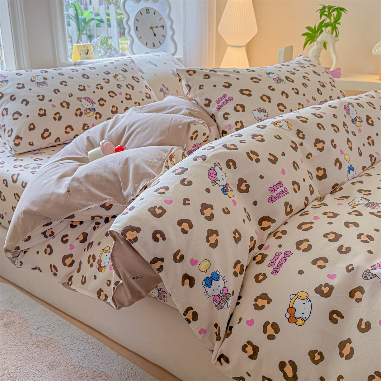 91家纺网 家纺一手货源 找家纺 女子家纺 2026新款全棉印花四件套系列 豹纹猫