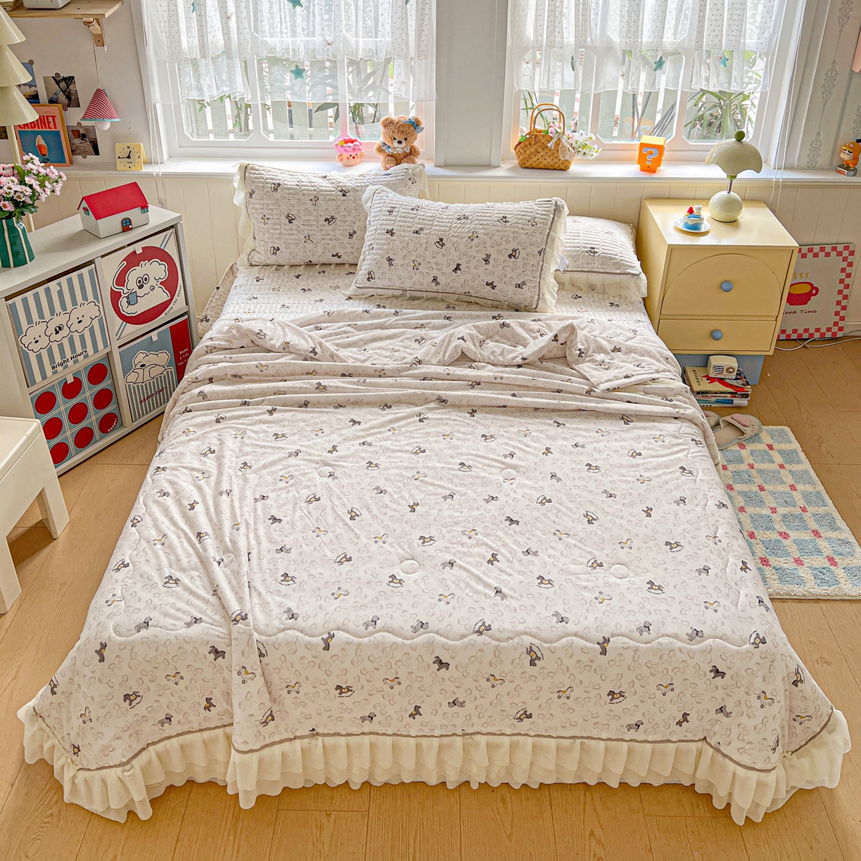 91家纺网 家纺一手货源 找家纺 （总）富米莱单品馆 2026新款高奢维密花边冰肤格凉感夏凉被床盖夏被四件套