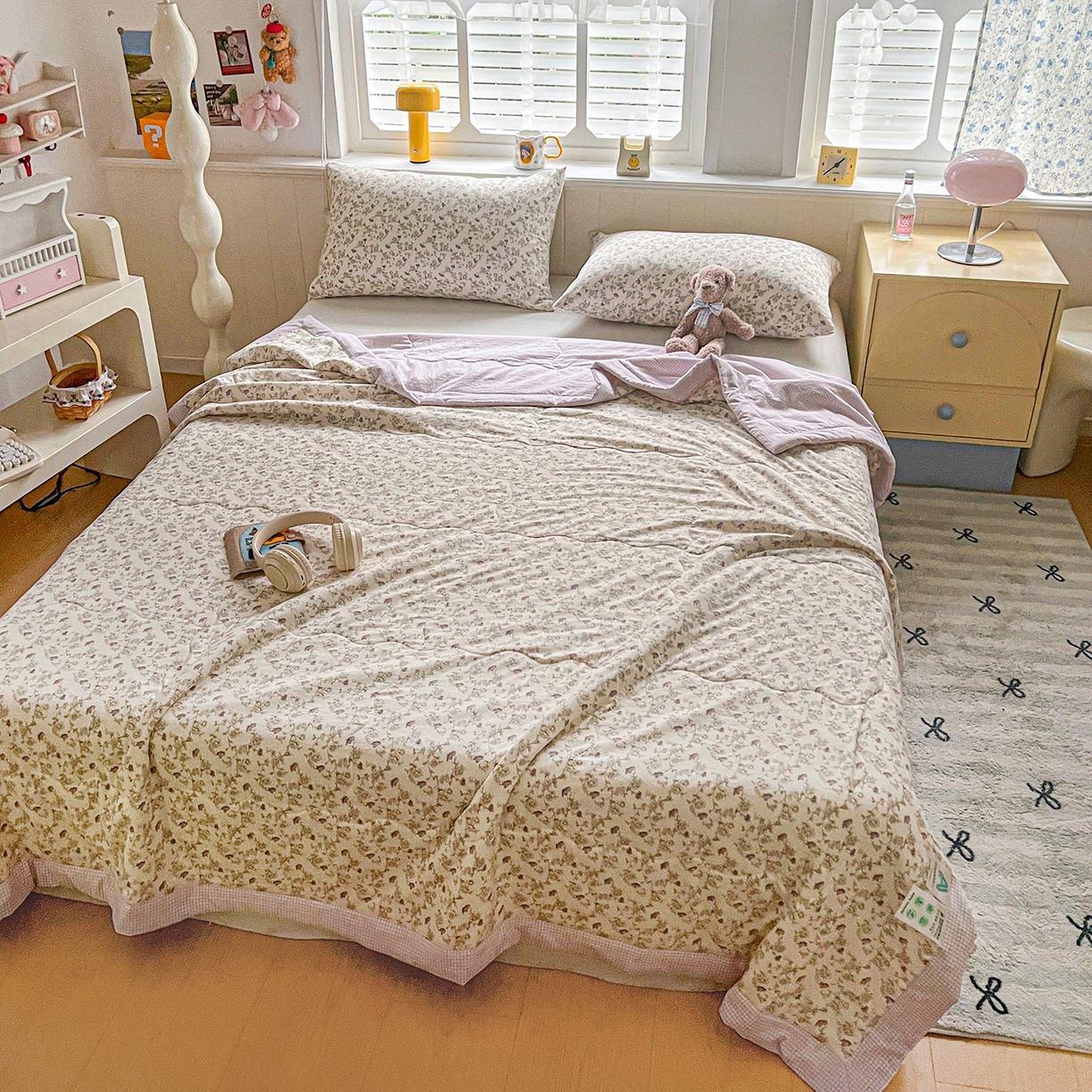 91家纺网 家纺一手货源 找家纺 十里居 2026新款A类水洗棉棉花夏凉被 铃兰紫