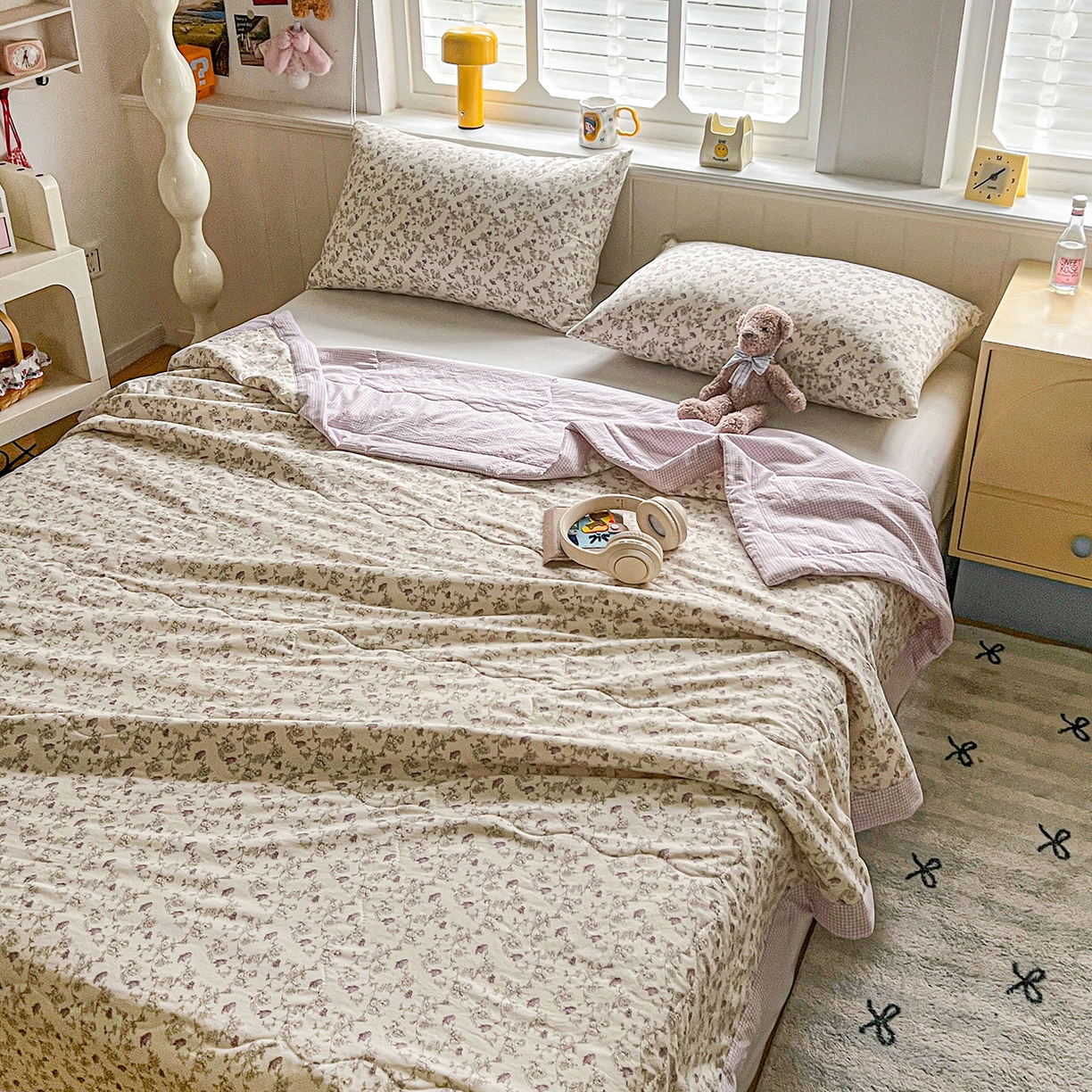 91家纺网 家纺一手货源 找家纺 十里居 2026新款A类水洗棉棉花夏凉被 铃兰紫